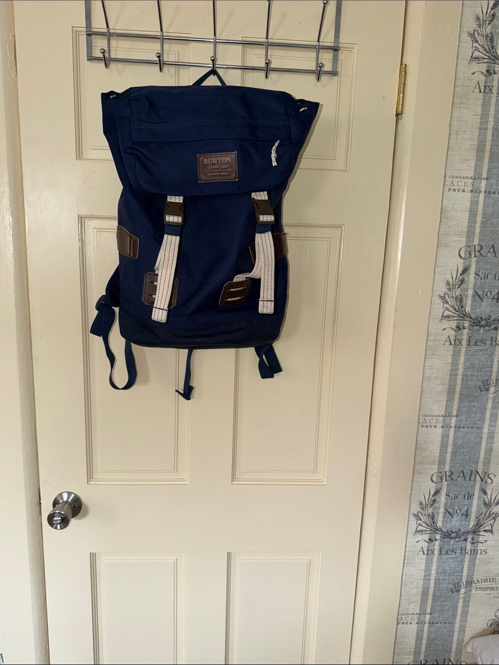 Burton Navy Roll-Top Backpack with White Accent Straps